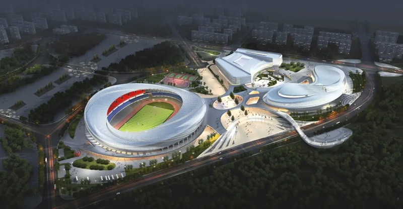 唐山新體育中心項目屋頂主桁架全部吊裝完成 唐山新體育中心項目屋頂主桁架全部吊裝完成