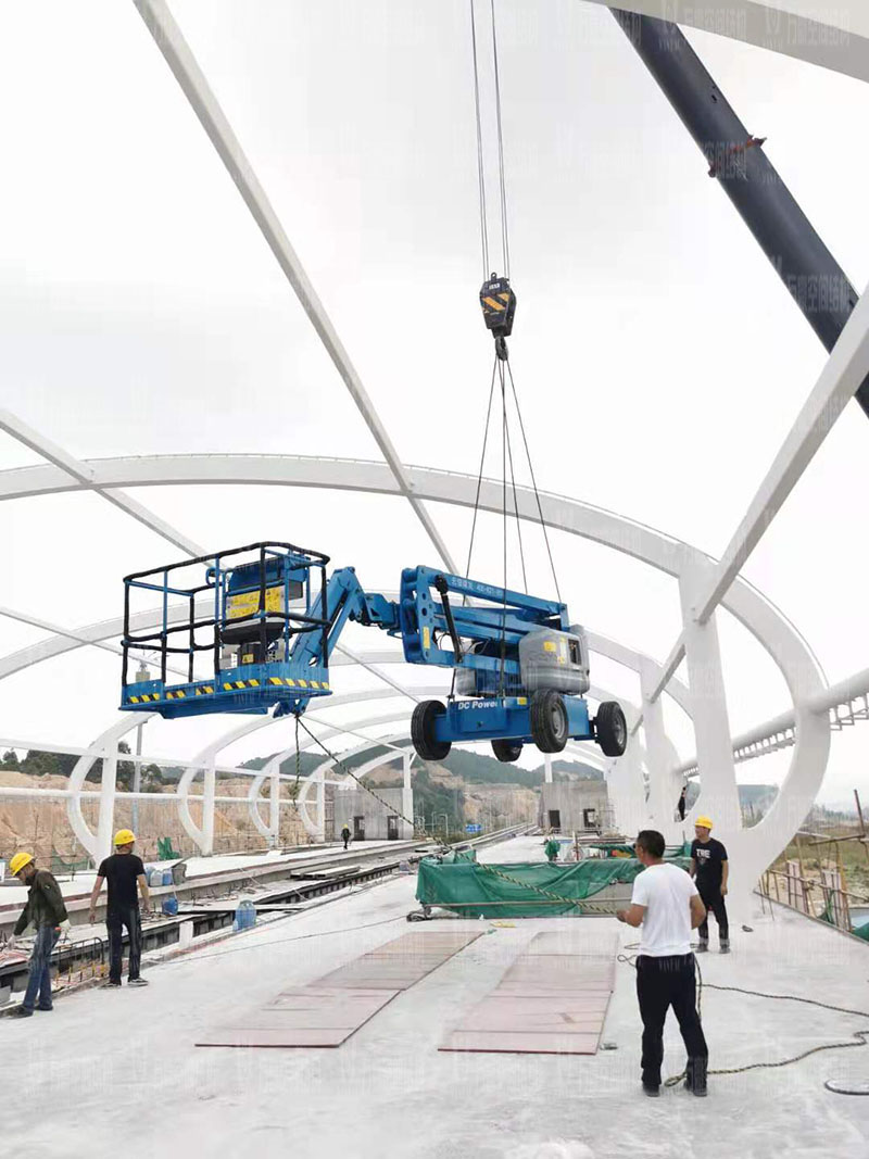 清遠磁懸浮項目蓮湖車站鋼-膜結構工程鋼結構防火涂料完工