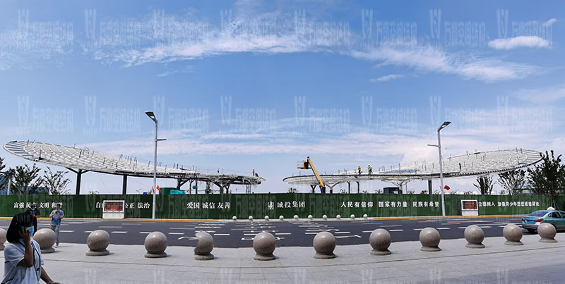 滬通鐵路張家港站地方配套工程站前西側旅客集散區蝴蝶造型天幕工程4片翅膀全部吊裝結束 滬通鐵路張家港站地方配套工程站前西側旅客集散區蝴蝶造型天幕工程4片翅膀全部吊裝結束