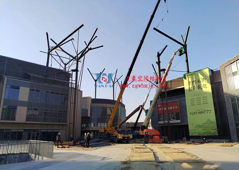 合肥文一塘溪津門天幕鋼結構及ETFE氣枕膜工程施工進度 合肥文一塘溪津門天幕鋼結構及ETFE氣枕膜工程施工進度