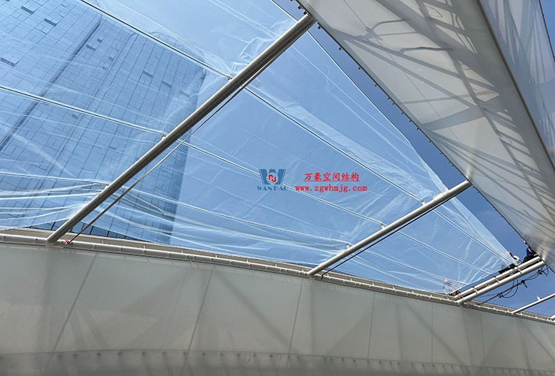 南充萬達項目ETFE膜結構蓋頂天幕工程最新施工進度 南充萬達項目ETFE膜結構蓋頂天幕工程最新施工進度